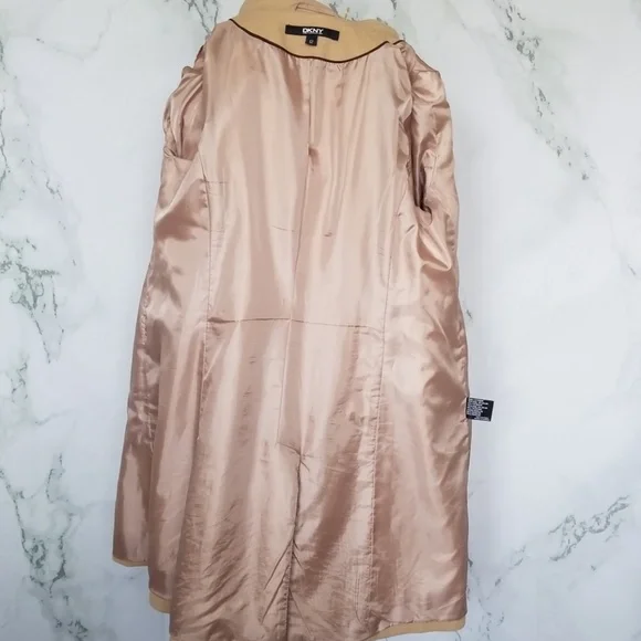 DKNY Tan Wool Blend Pea Coat - Picture 6 of 8